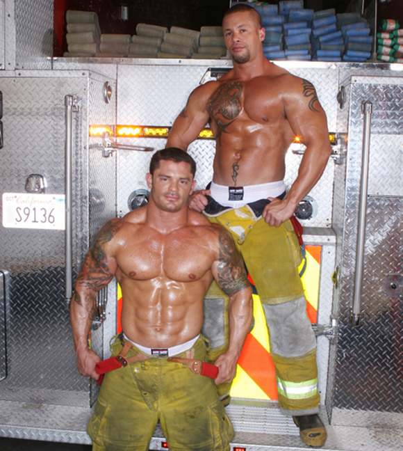 gay porn star bodybuilder Matthew Rush Mitchell on the set of Playing with Fire 4 Alarm