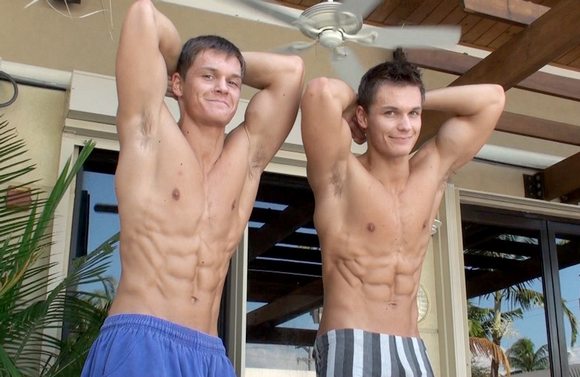 Bel Ami models Milo and Elijah Peters Twins muscle pose