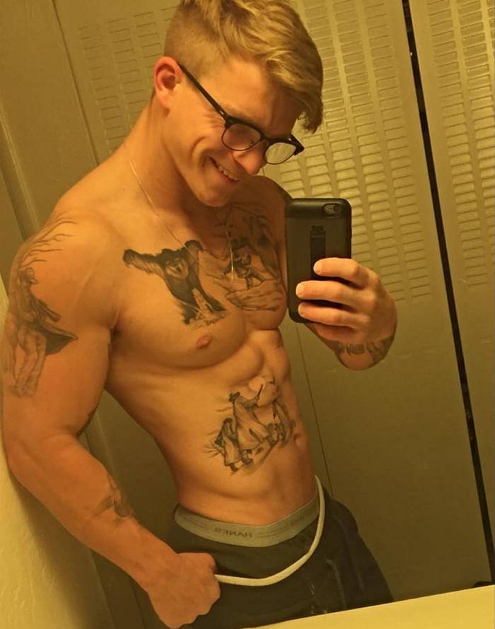 Zach B Tattoo Muscle Jock Naked Selfie 2