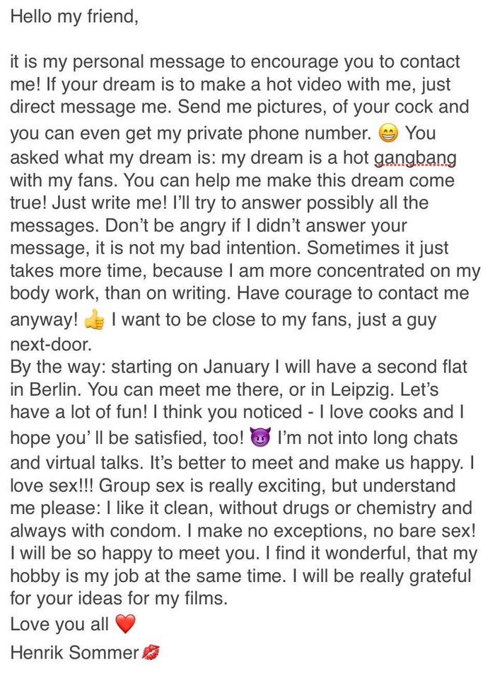 Henrik Sommer Message For Fans