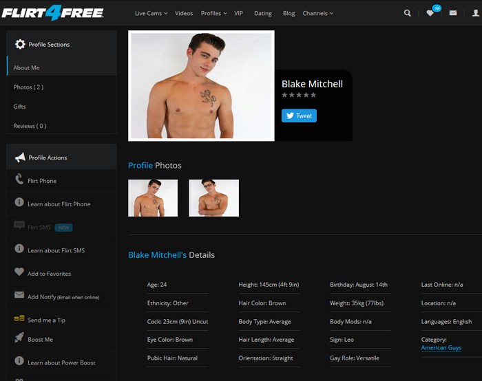 Blake Mitchell Gay Porn Star Flirt4Free Webcam