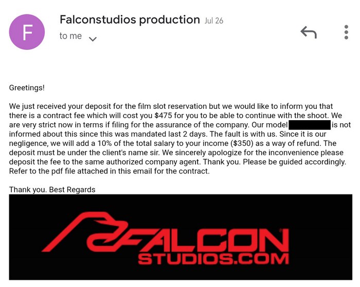 Falcon Studios Scam Alert