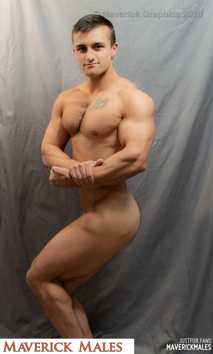 Bodybuilder Valentino Handsome Naked Muscle Hunk Maverick Males