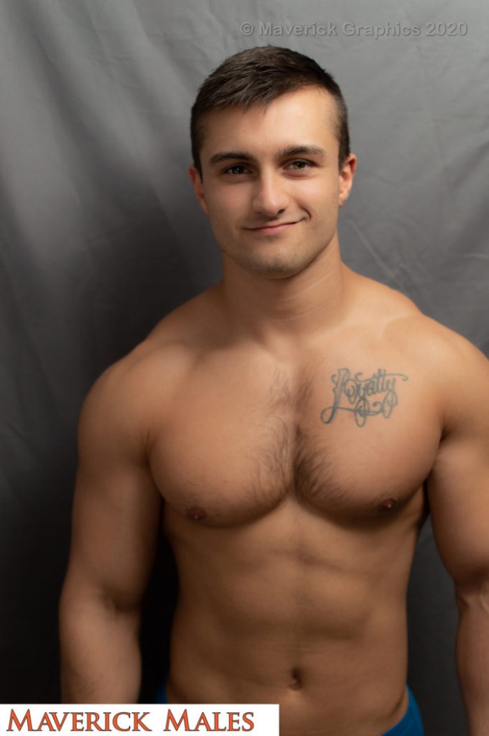 Bodybuilder Valentino Handsome Shirtless Muscle Hunk Maverick Males