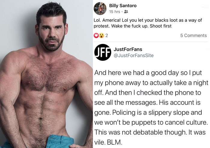 Billy Santoro Gay Porn Star Racist Facebook Shoot First JustForFans