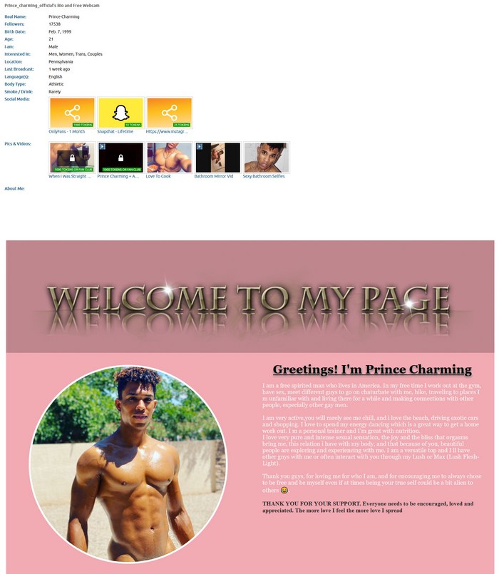Prince Charming Chaturbate Cam Model