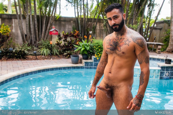 Rikk York Gay Porn Star Naked Hunk Poolside Masqulin