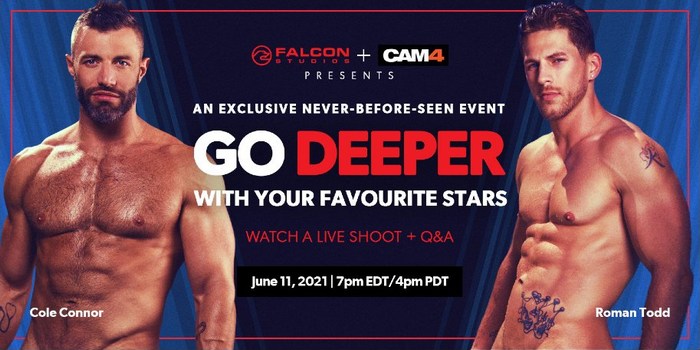 Falcon Studios Gay Porn LIVE Shoot Cole Connor Roman Todd Go Deeper