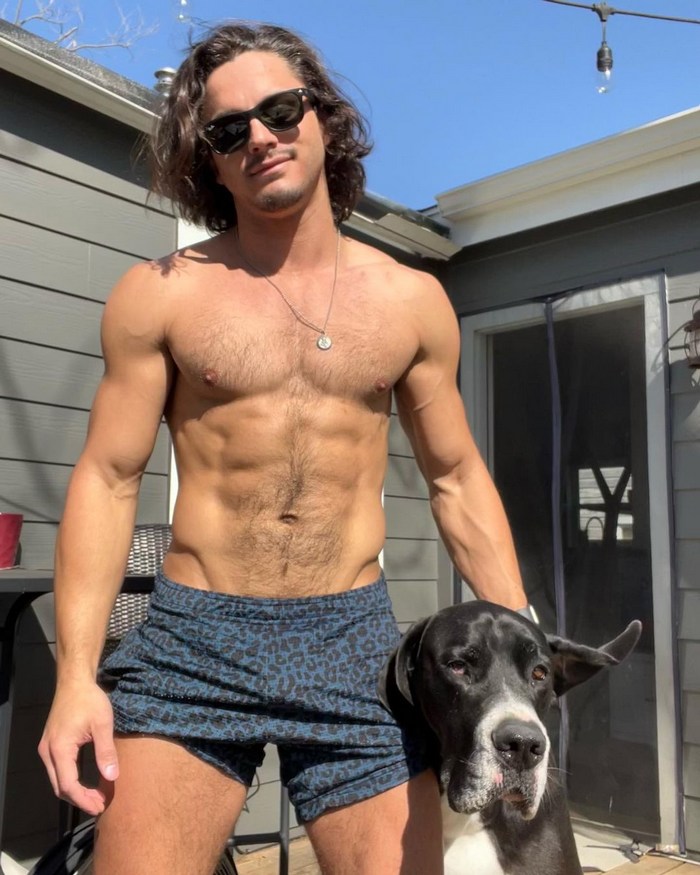 Luca Del Rey Gay Porn Star Muscle Hunk With His Dog