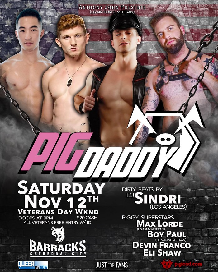 PigDaddy Veterans Day 2022 Gay Porn Stars Max Lorde Devin Franco Eli Shaw Boy Paul