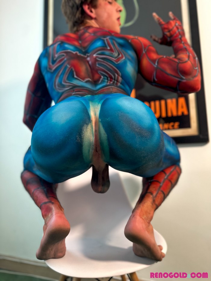 Reno Gold Gay Porn Spiderman Big Cock Body Paint XXX