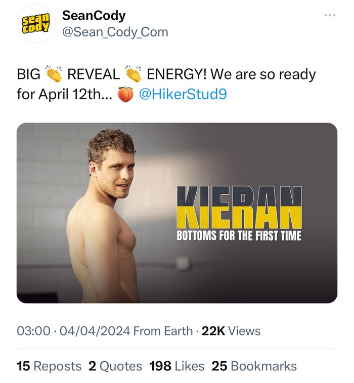 Kieran SeanCody Gay Porn Bottom Debut 2019 2024 Twitter