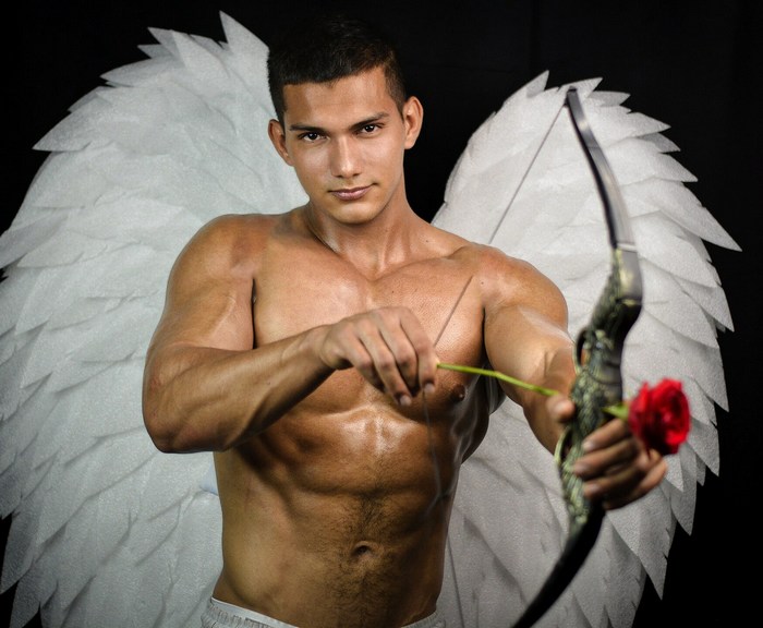 Fabio Rissi Flirt4Free Male Model Webcam Hunk Shirtless Muscular Stud Cupid