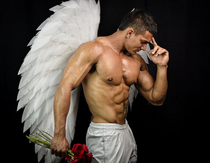 Fabio Rissi Flirt4Free Male Model Webcam Hunk Shirtless Muscular Stud Cupid