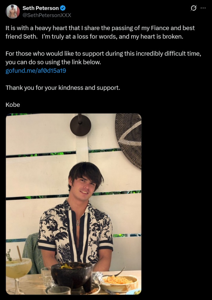 Seth Peterson Gay Porn Star Death RIP XTwitter
